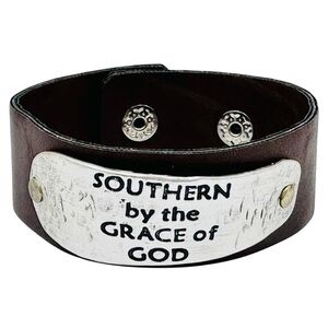 Southern by the Grace of God Faux Leather Strap Bracelet